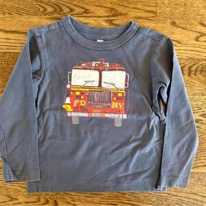 Tea Collection Fire Truck Long Sleeve Shirt - Navy